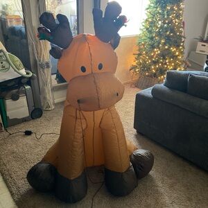 ♥️SOLD♥️Gemmy Brown and Tan Inflatable Reindeer